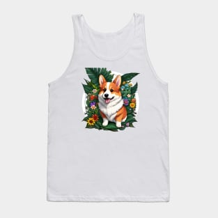 cute corgi with floral patterns Tank Top